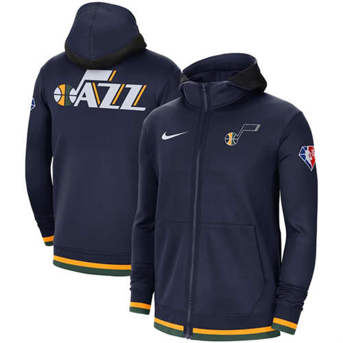 Utah Jazz Navy 75th Anniversary Performance Showtime Full-Zip Hoodie Jacket